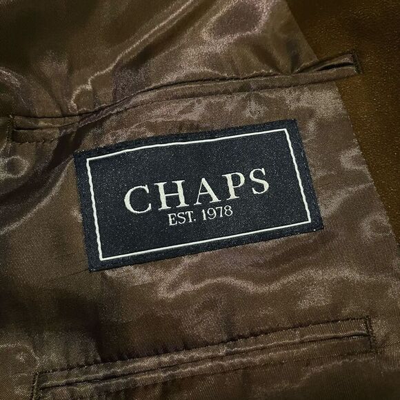 Chaps Brown Micro-Suede Suit Jacket Sports Coat Blazer Men’s 46L - Picture 3 of 7